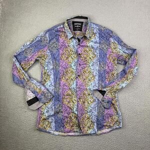 BARABAS Mens XXL Multicolor Long Sleeve Button Up Slim Shirt 100% Cotton (US M)